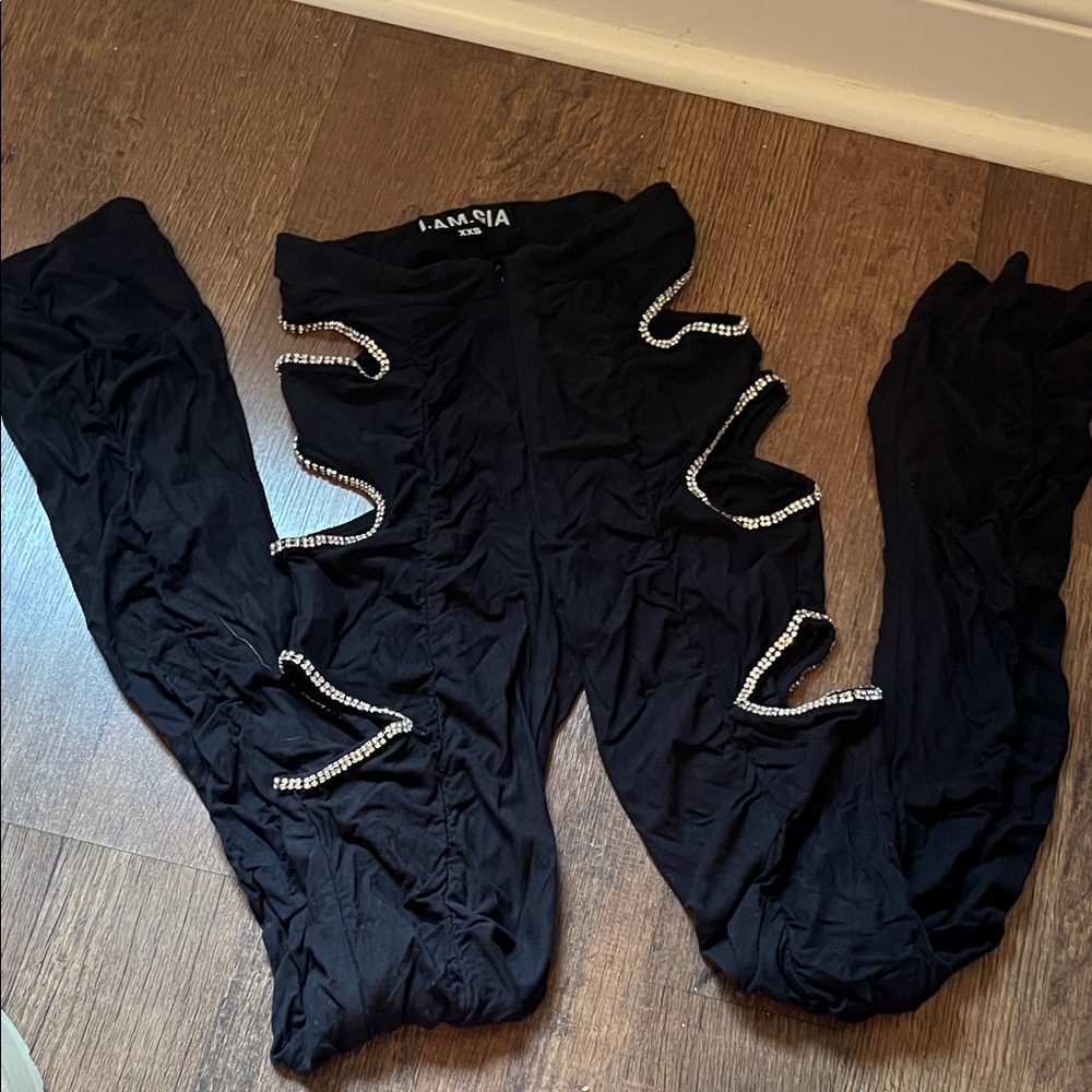I.AM.GIA black hip cut out ruched pants
